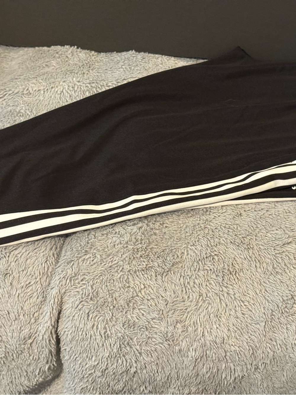 Adidas Black Track Pants with White Stripes